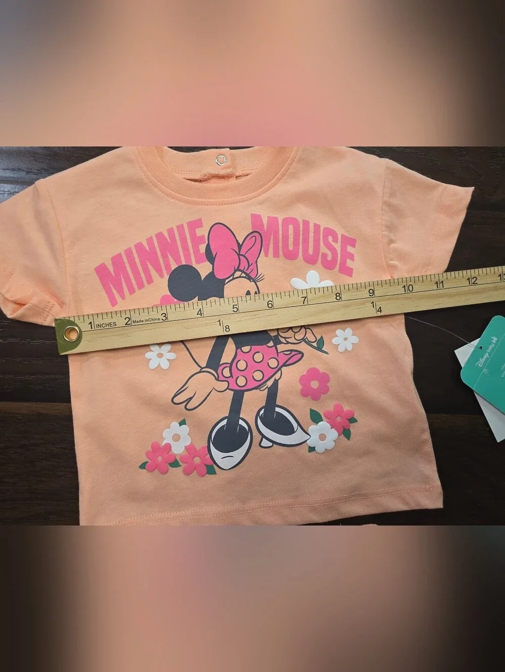 NWT Disney Minnie Mouse Peach T-shirt and Shorts Set Girls 0-3M
